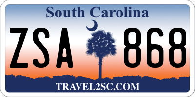 SC license plate ZSA868