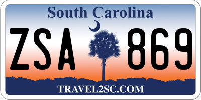 SC license plate ZSA869