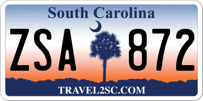 SC license plate ZSA872