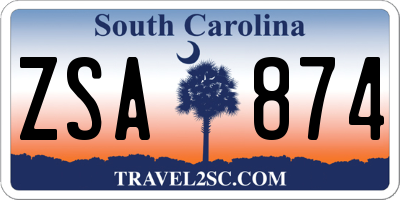 SC license plate ZSA874