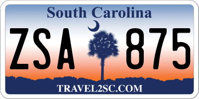 SC license plate ZSA875