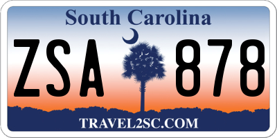 SC license plate ZSA878