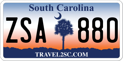SC license plate ZSA880