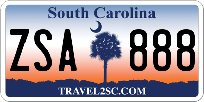 SC license plate ZSA888