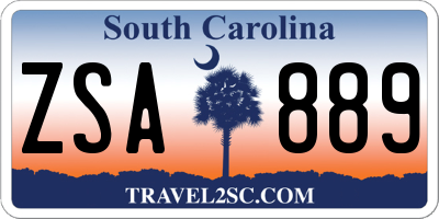 SC license plate ZSA889