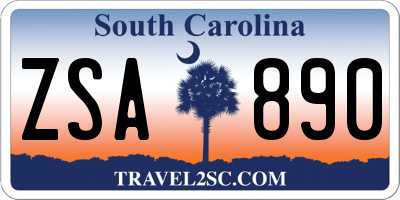 SC license plate ZSA890