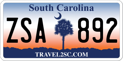 SC license plate ZSA892
