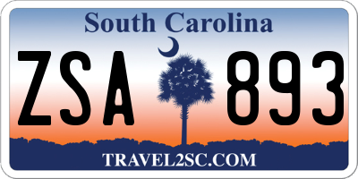 SC license plate ZSA893