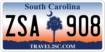 SC license plate ZSA908