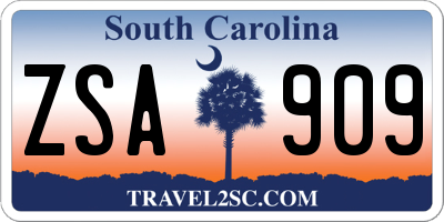SC license plate ZSA909