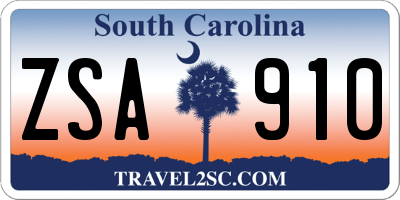 SC license plate ZSA910