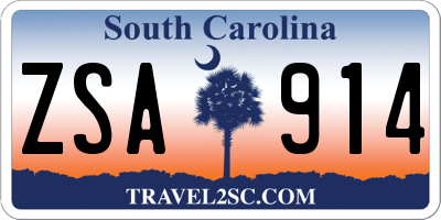SC license plate ZSA914