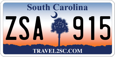 SC license plate ZSA915