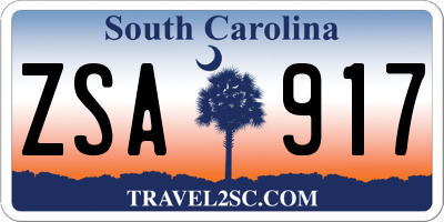 SC license plate ZSA917