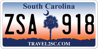 SC license plate ZSA918