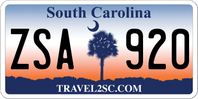 SC license plate ZSA920