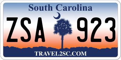 SC license plate ZSA923