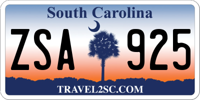 SC license plate ZSA925
