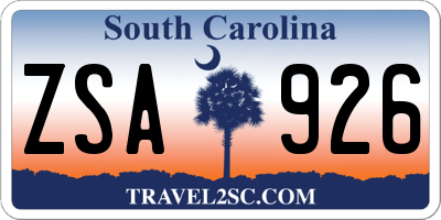 SC license plate ZSA926
