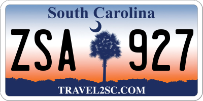 SC license plate ZSA927