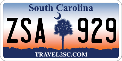 SC license plate ZSA929