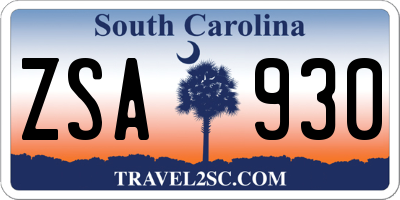 SC license plate ZSA930