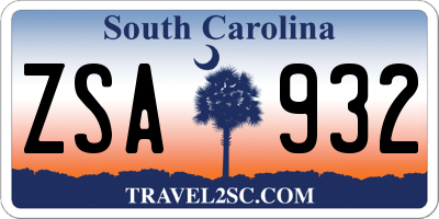 SC license plate ZSA932