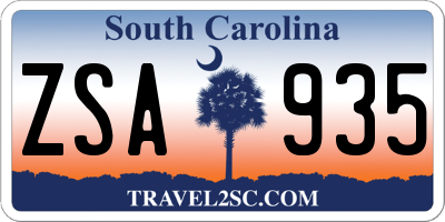 SC license plate ZSA935