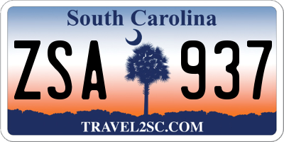 SC license plate ZSA937