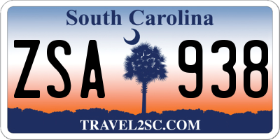 SC license plate ZSA938