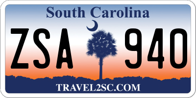 SC license plate ZSA940