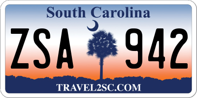 SC license plate ZSA942