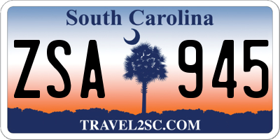 SC license plate ZSA945