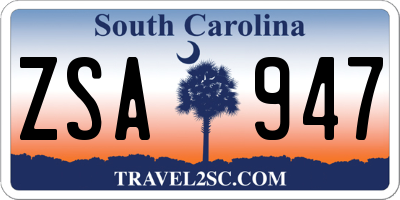 SC license plate ZSA947