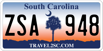 SC license plate ZSA948
