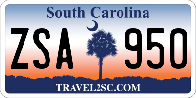 SC license plate ZSA950