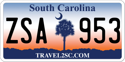SC license plate ZSA953
