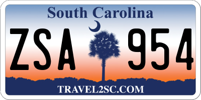 SC license plate ZSA954