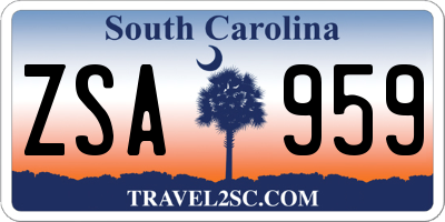 SC license plate ZSA959