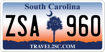 SC license plate ZSA960