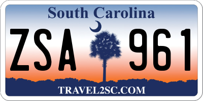 SC license plate ZSA961