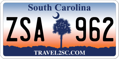 SC license plate ZSA962