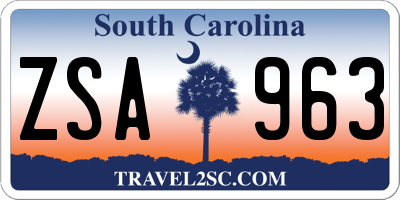 SC license plate ZSA963