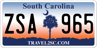 SC license plate ZSA965