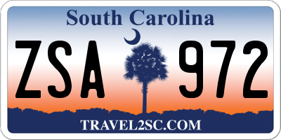SC license plate ZSA972