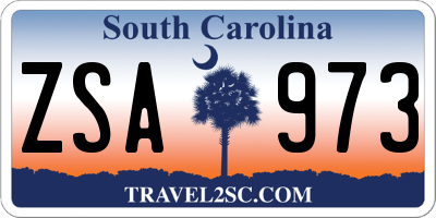 SC license plate ZSA973