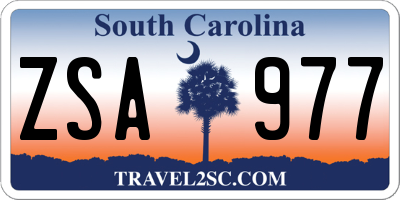 SC license plate ZSA977