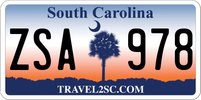 SC license plate ZSA978