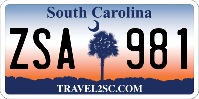 SC license plate ZSA981