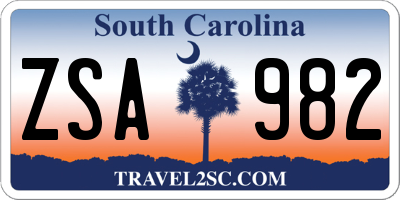 SC license plate ZSA982